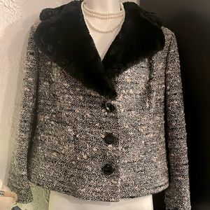 Vintage Faux Fur Collar Jacket